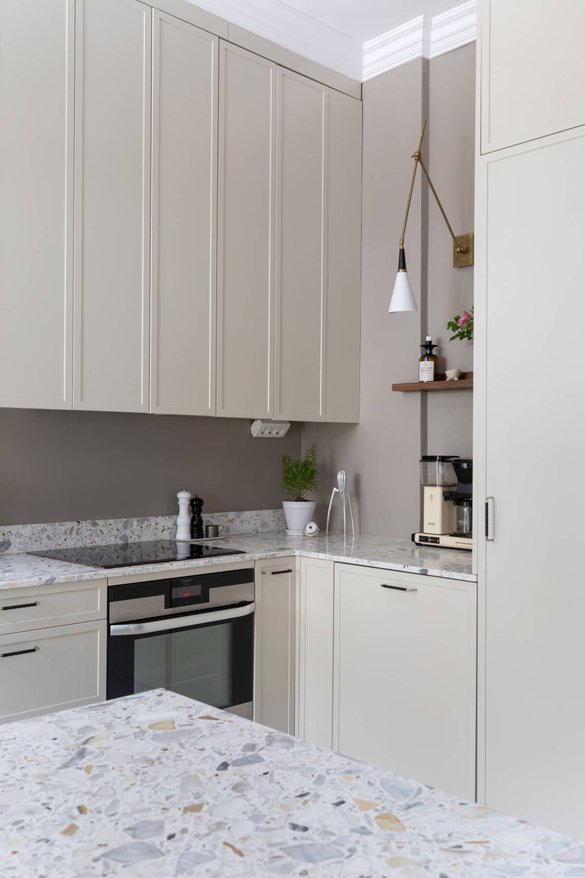 serene scandi kitchen terrazzo worktop