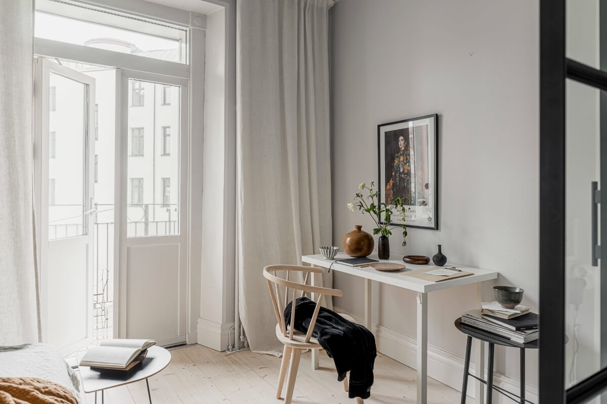 Period Features and Contemporary Solutions in Gothenburg 21 small bedroom with white desk