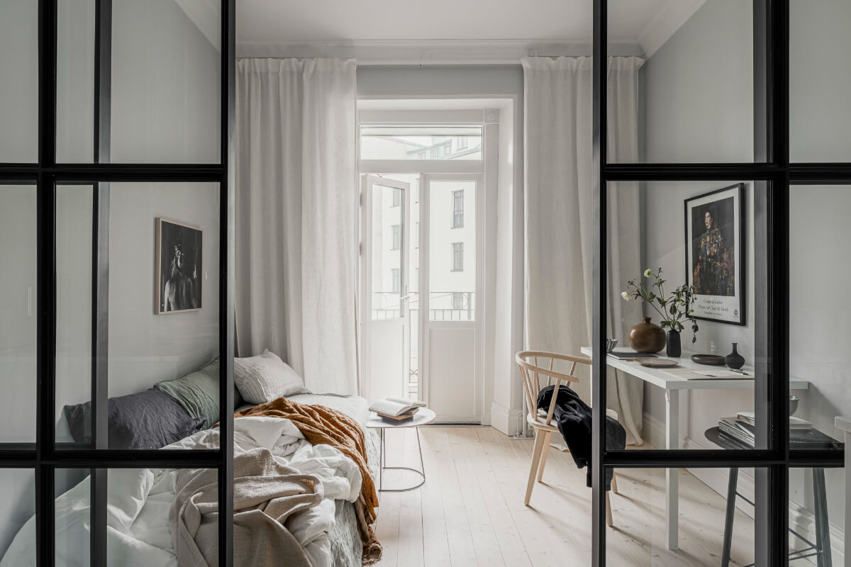 Period Features and Contemporary Solutions in Gothenburg 20 small bedroom wooden floor balcony