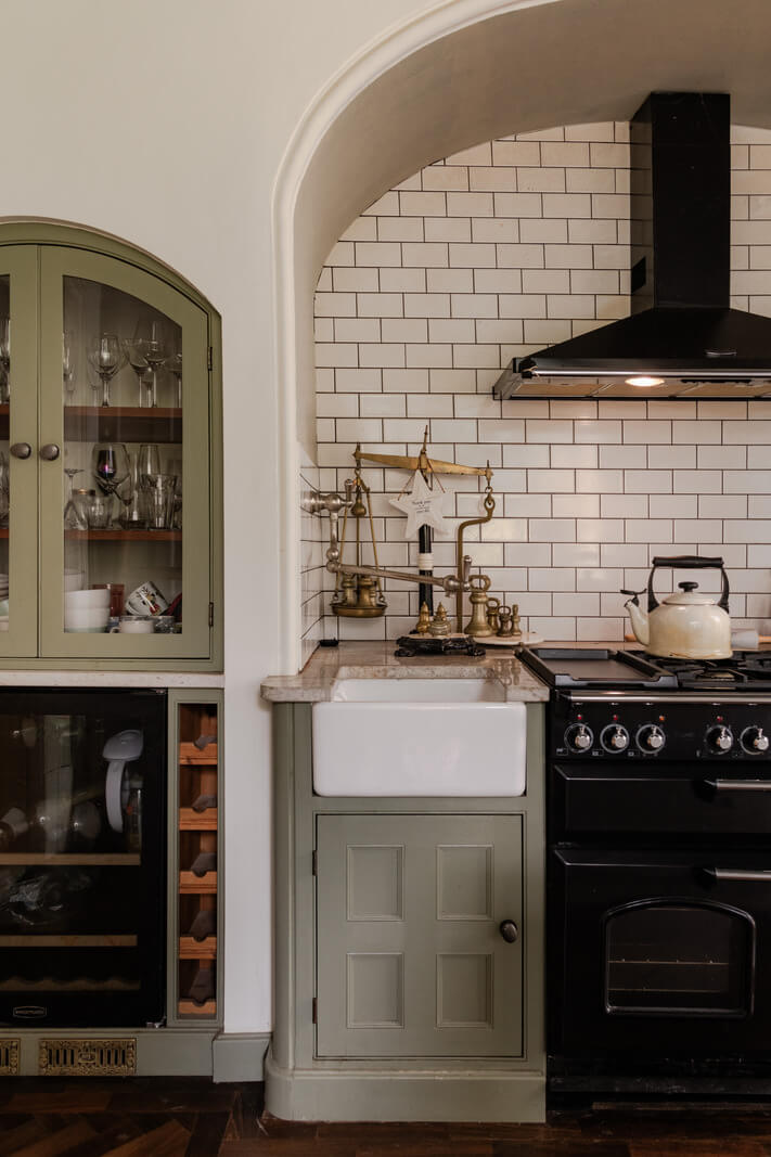A Grand Victorian Villa in Manchester with Bold Interiors 11 small butler sink next to kitchen stove nordroom