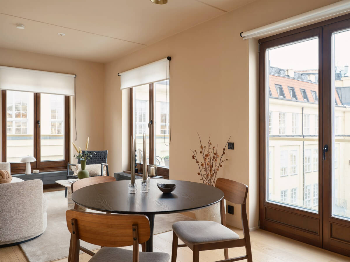 A Small Modern Stockholm Apartment with Smart Storage Solutions 5 small living room round dining table