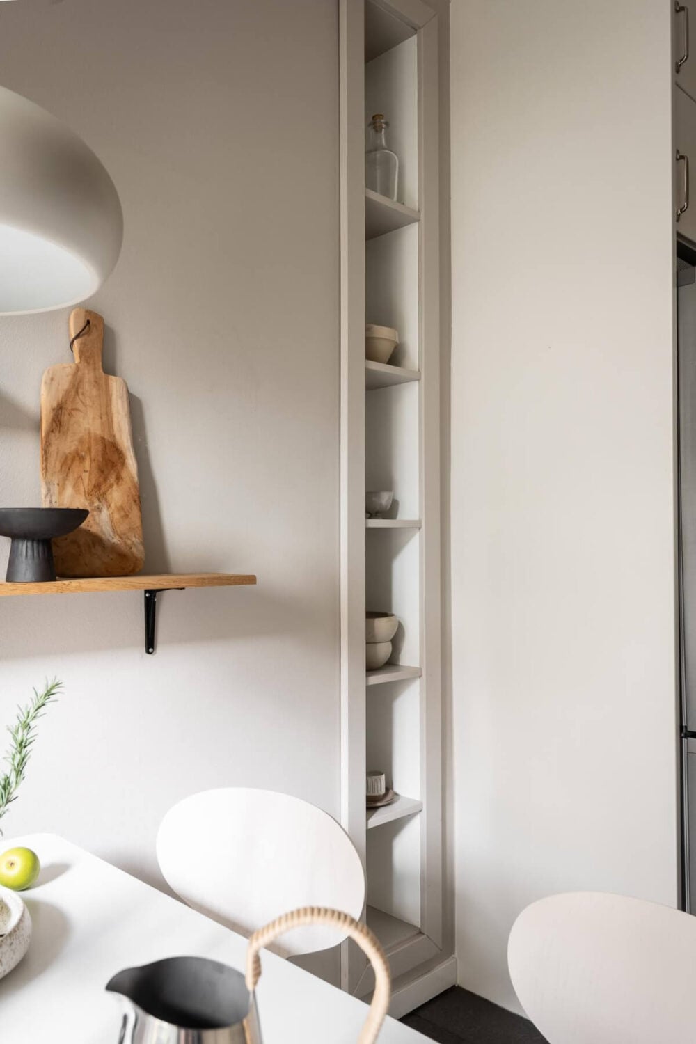 A Serene Studio Apartment with a Loft Bed and a Large Balcony 17 small open storage kitchen