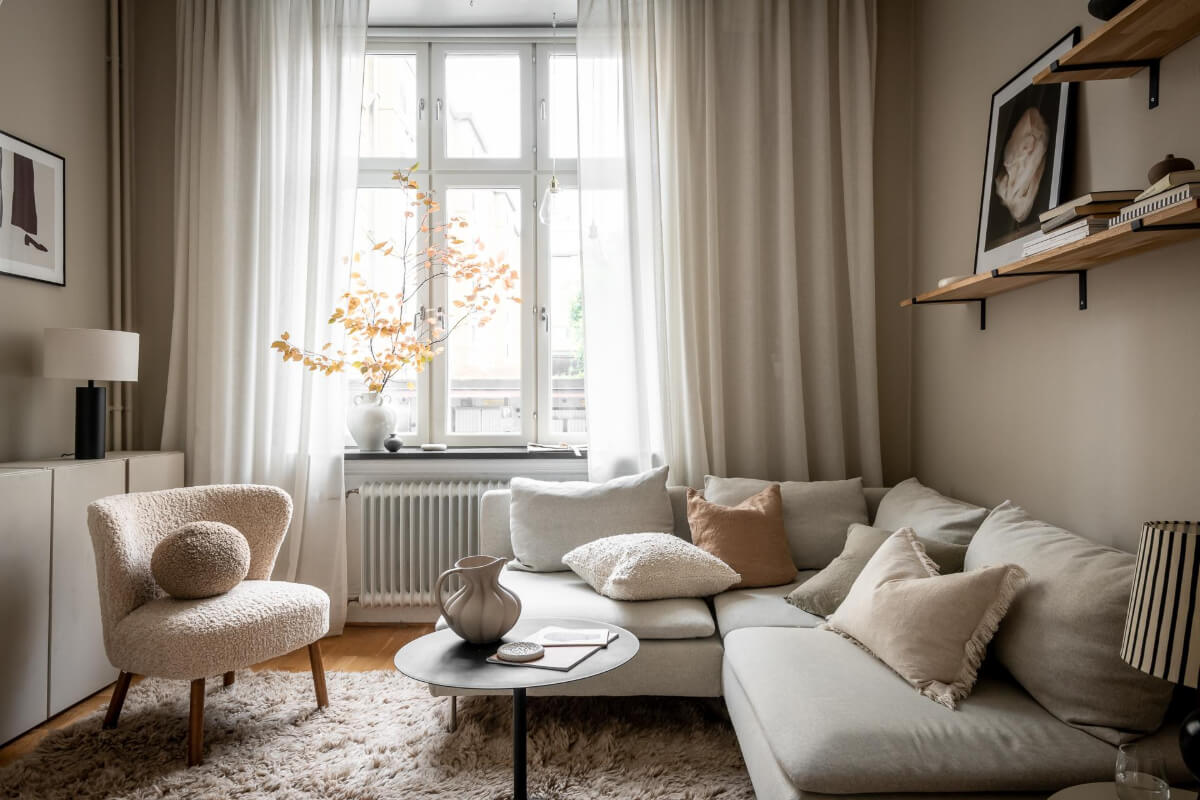 A Serene Studio Apartment with a Loft Bed and a Large Balcony 4 small sitting room large rug