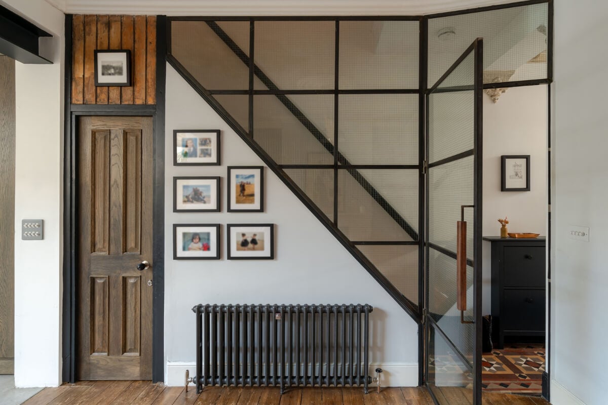 A Restored Victorian House with Exposed Brick and a Kitchen Extension 13 staircase wooden floorboards