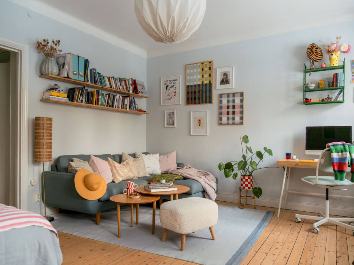 A Charming and Light-Filled Studio Apartment in Stockholm 1 studio apartment with ikea desk