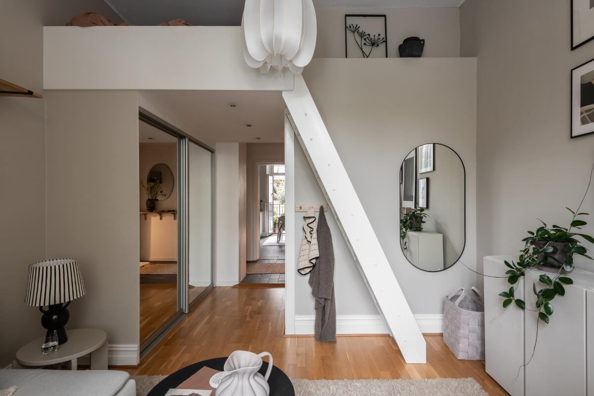 A Serene Studio Apartment with a Loft Bed and a Large Balcony 7 studio apartment with loft bed