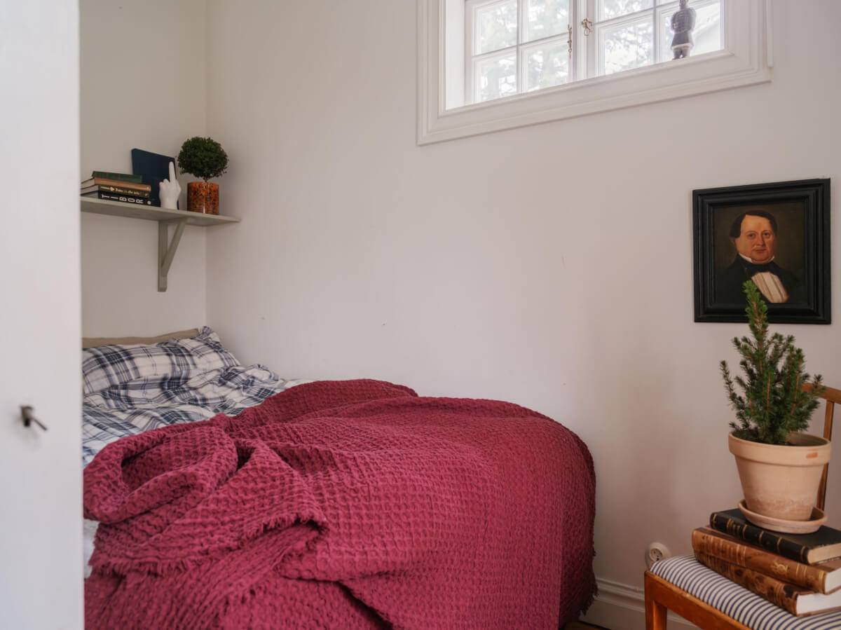 A Beautiful Turn-of-the-Century Family Home in Sweden 47 tiny bedroom shelf above bed