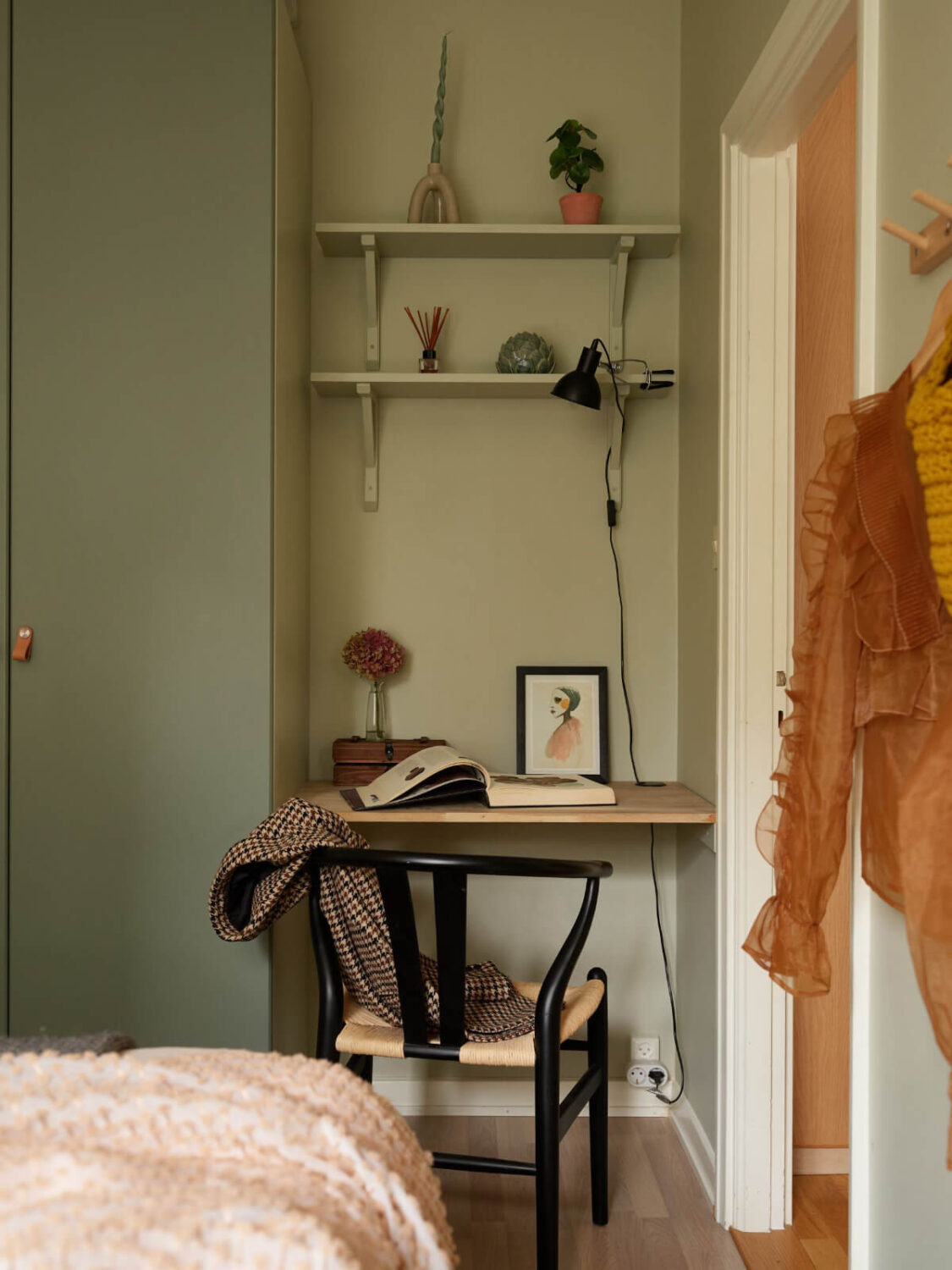 A Charming Two-Bedroom Corner Apartment in a 1940s Building 18 tiny home office in bedroom
