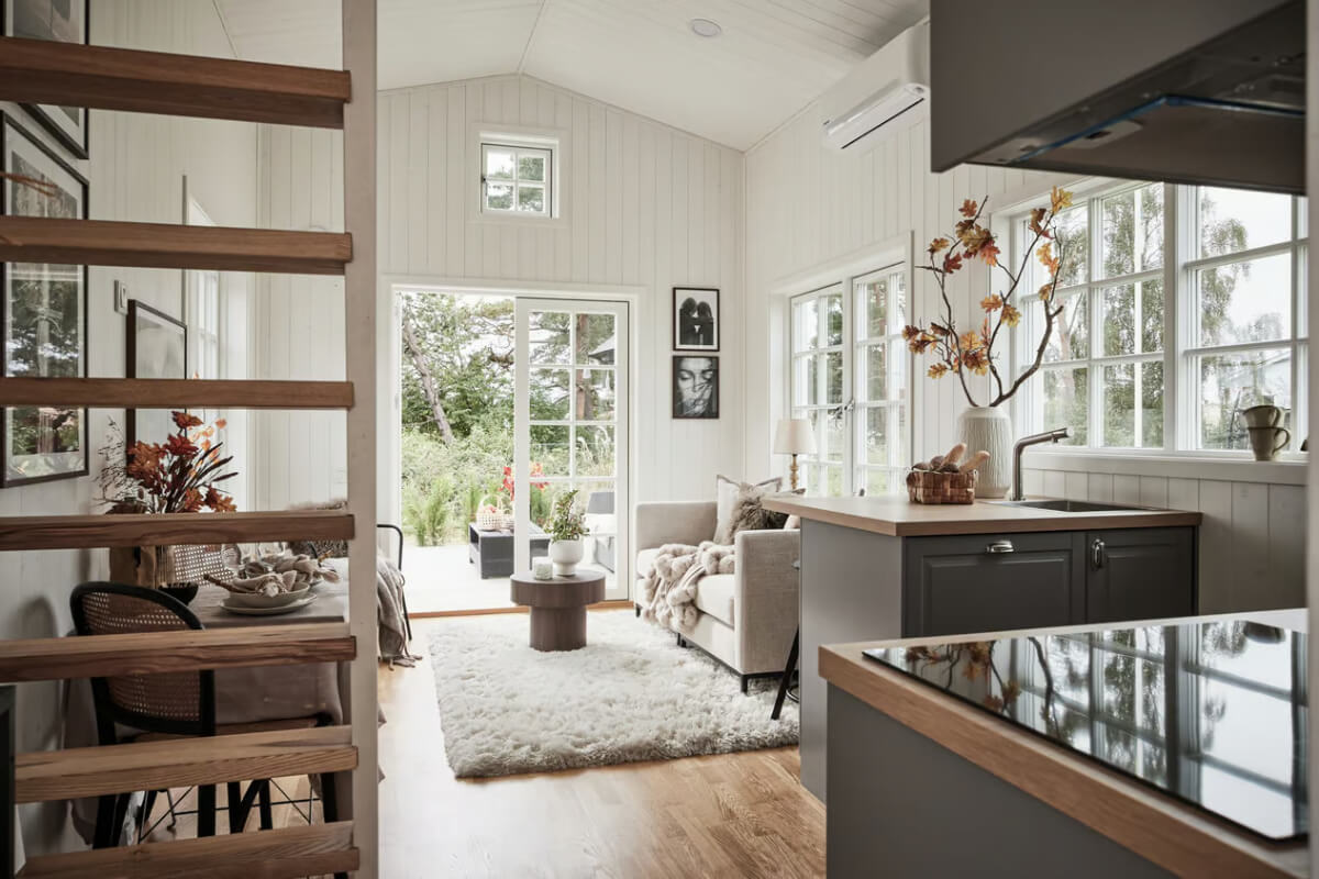 A Charming Tiny House in Sweden with a Private Terrace 7 tiny house living room