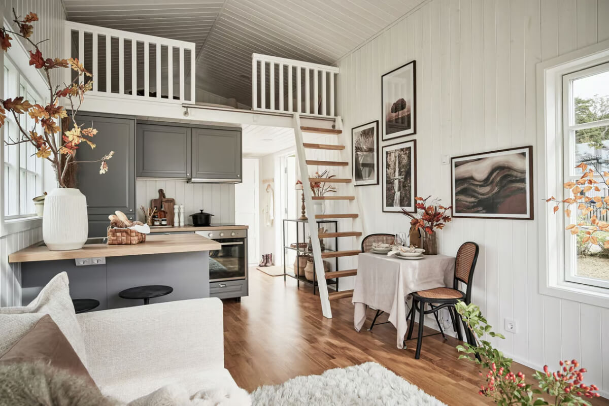 A Charming Tiny House in Sweden with a Private Terrace 8 tiny house small table