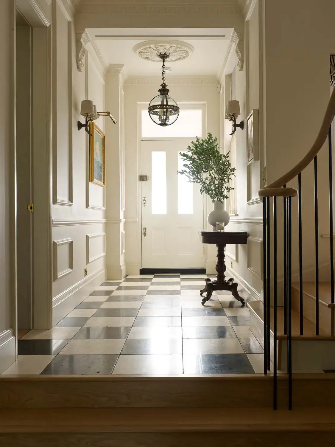 A Timeless Energy-Efficient Victorian Townhouse in Bedford Park 8 victorian hall checkerboard floor tiles