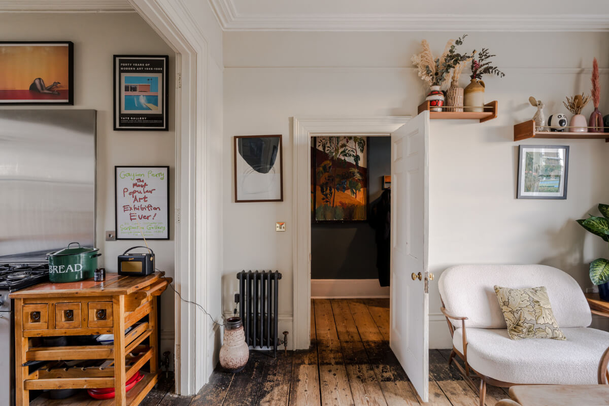 Timeworn Original Floorboards in a Regency Seaside Home 9 view into hall wooden floorboards