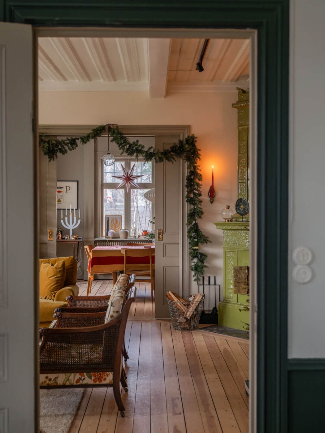 A Beautiful Turn-of-the-Century Family Home in Sweden 3 view into living and dining room