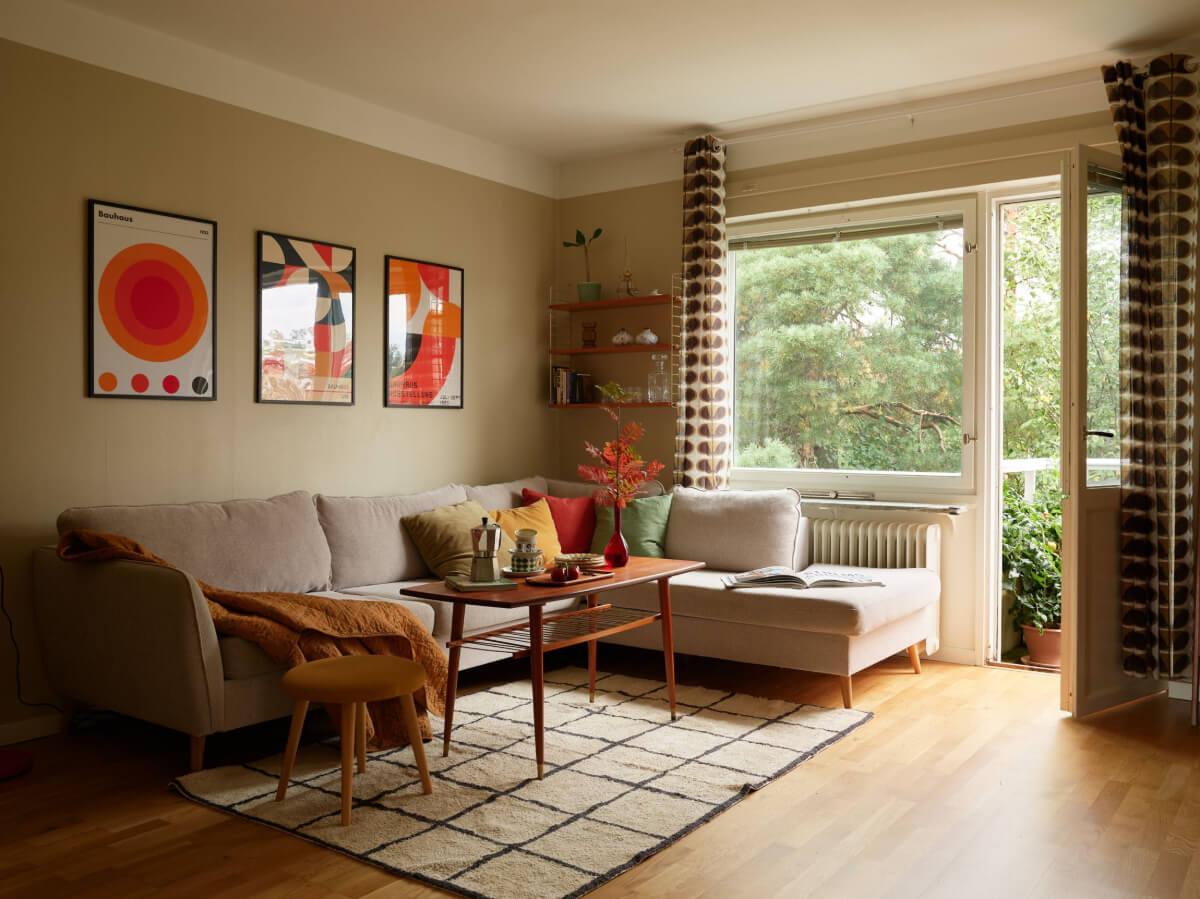 A Charming Midcentury Apartment with Original Features 1 warm swedish living room
