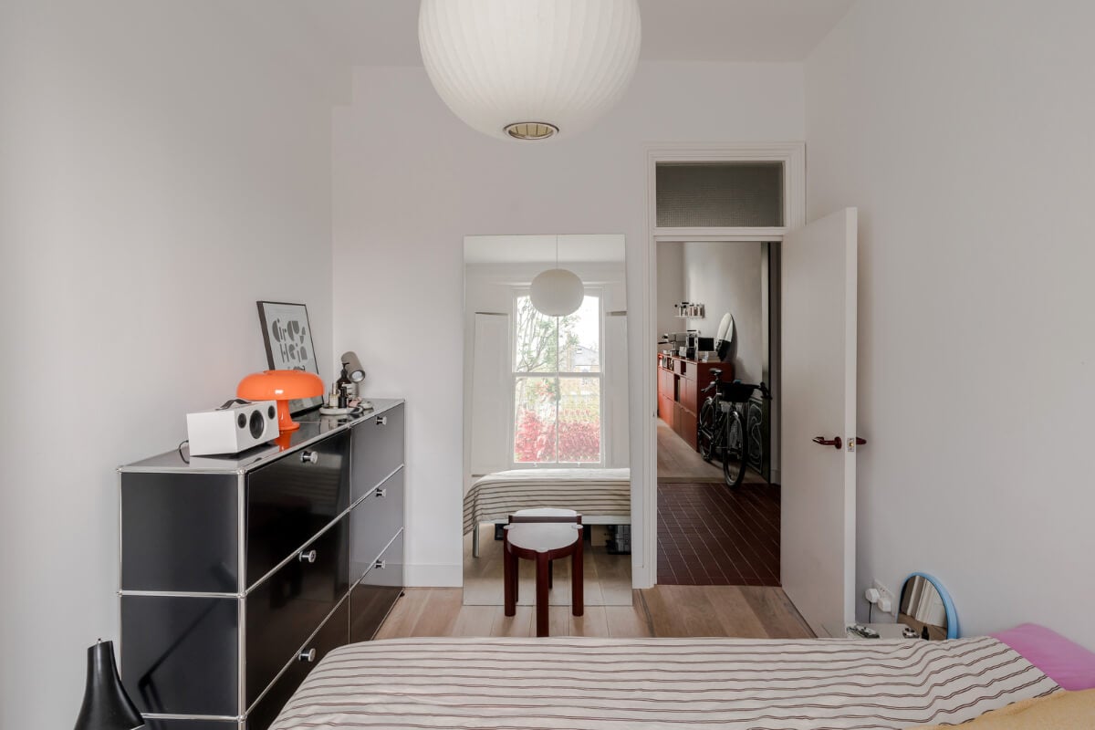A Modern Apartment in a London Victorian House 18 white bedroom large mirror