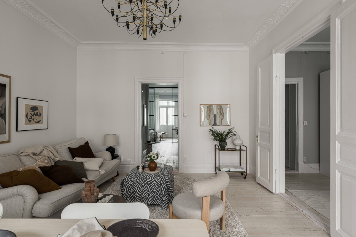 Period Features and Contemporary Solutions in Gothenburg 6 white scandi apartment