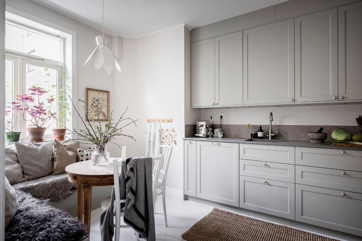 White-Painted Floorboards in a Turn-of-the-Century Apartment 12 wooden kitchen table with corner bench
