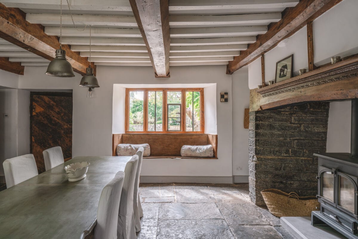 A Beautiful Renovated Country House in England 9 wooden window seat