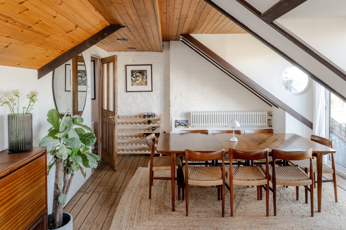 A Light Duplex Apartment in an Arts and Crafts Building 6 attic living space white painted brick