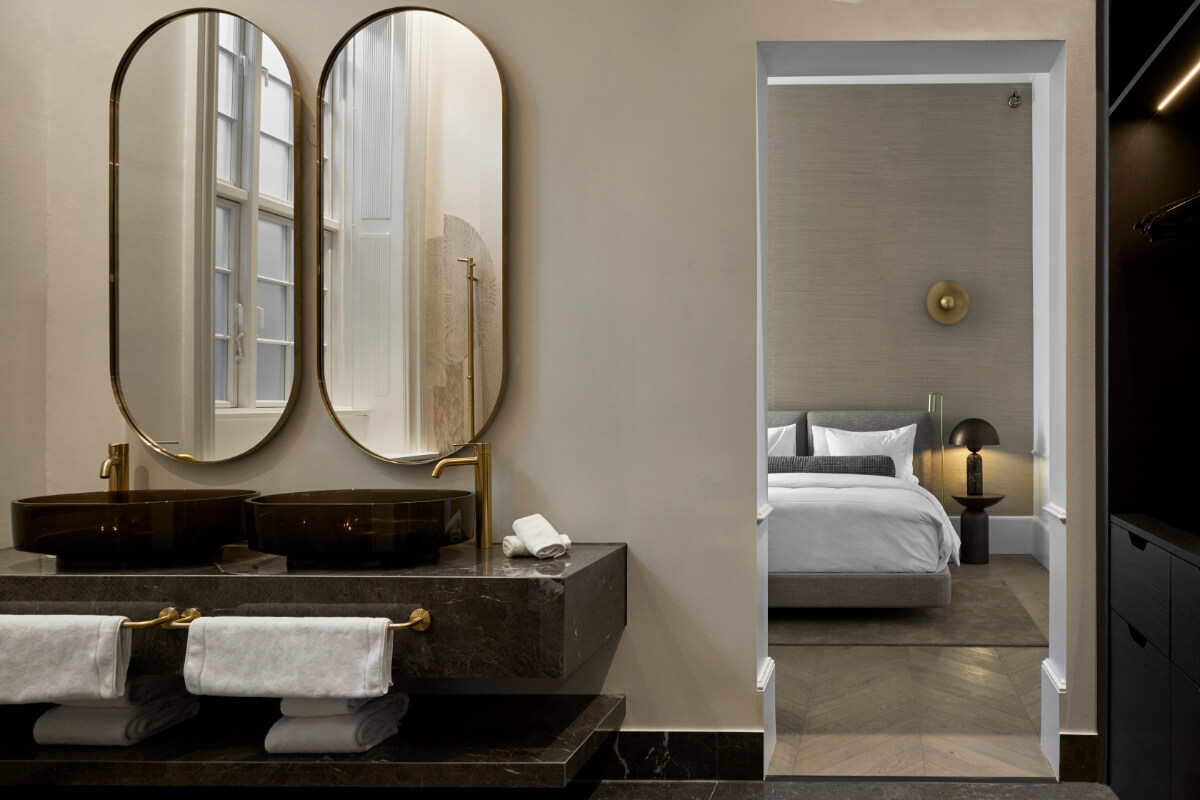 Park Lane Copenhagen: A New, Exclusive Boutique Hotel in a Coastal Suburb 9 bathroom double sink park lane copenhagen