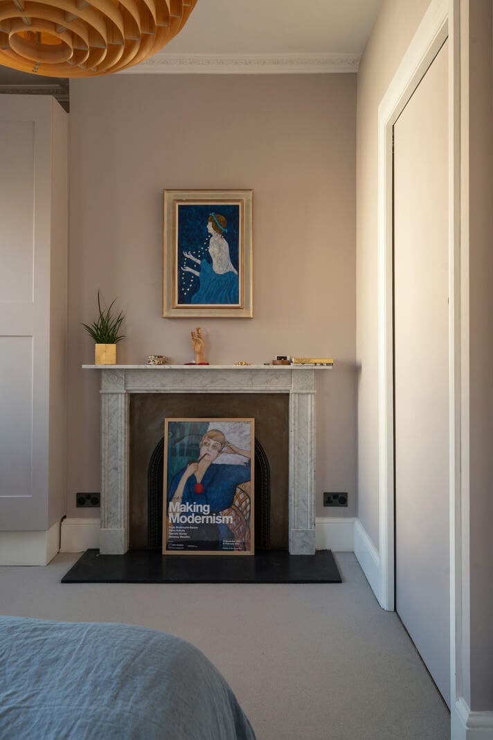 Contemporary Interiors and Preserved Details in an Early Victorian House 14 bedroom marble fireplace