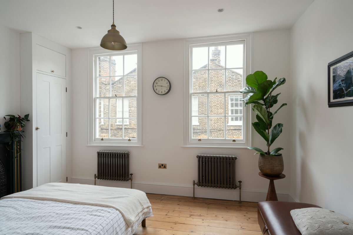 A Renovated Georgian House with an Extended Kitchen 17 bedroom sash windows built-in wardrobe