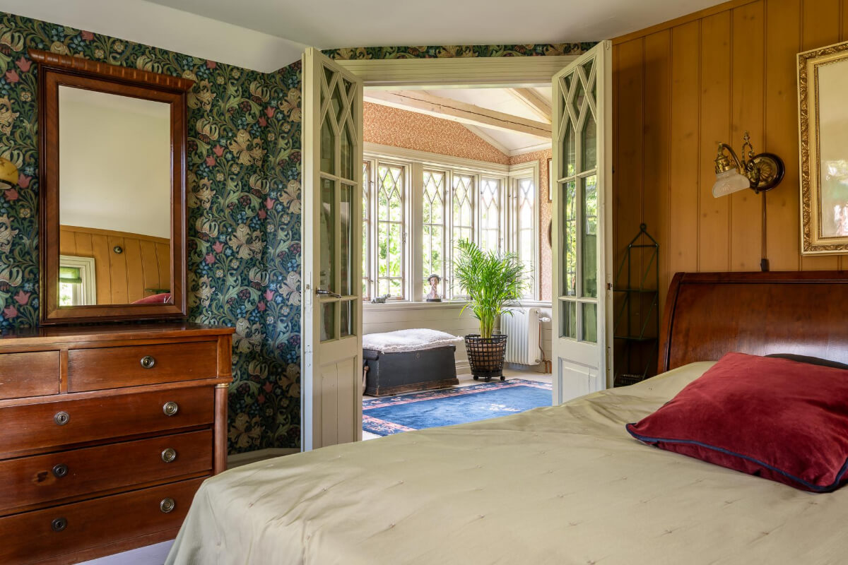 A Beautiful Historic Swedish Country House with Wallpapers 26 bedroom wooden wall wallpaper
