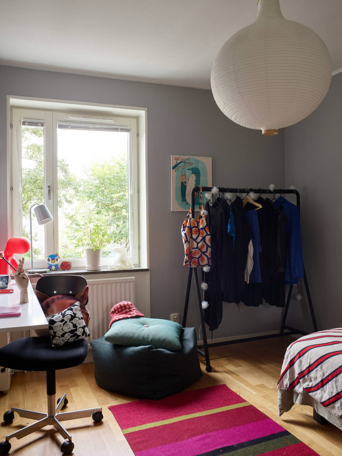 A Lovely Color Palette in a Midcentury Apartment in Sweden 25 blue-gray kids bedroom