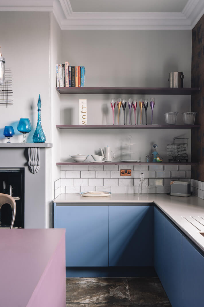 Colorful Rooms in a Regency Manor House in Yorkshire 8 blue kitchen cabinet