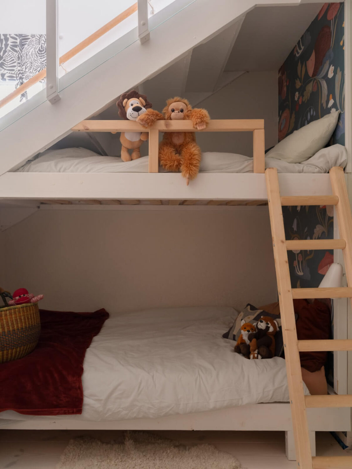 Colorful Decor in a Charming Family Duplex Apartment in Stockholm 27 bunk beds under stairs
