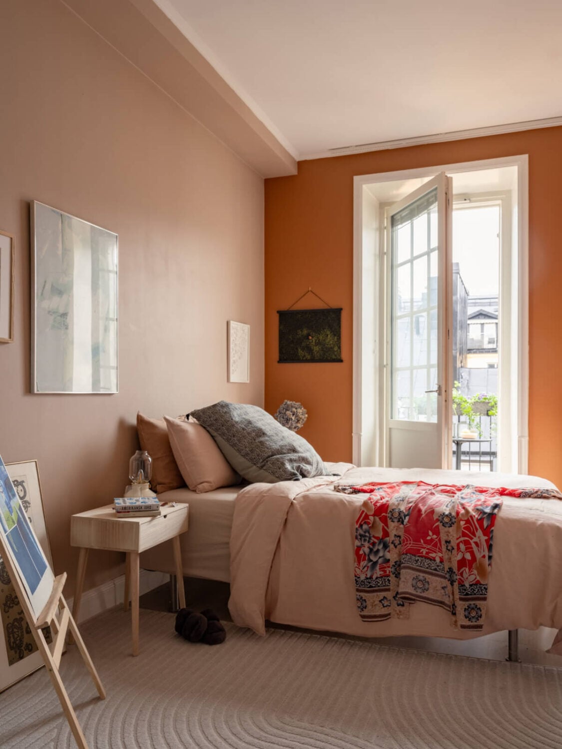 A Pink and Orange Bedroom in a Light Stockholm Apartment 14 colorful bedroom pink and orange walls
