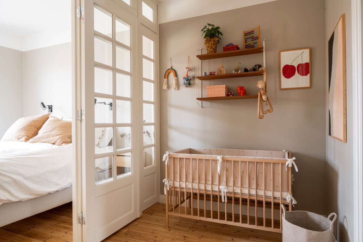A Light Swedish Apartment with a Green Living Room 26 dark beige nursery
