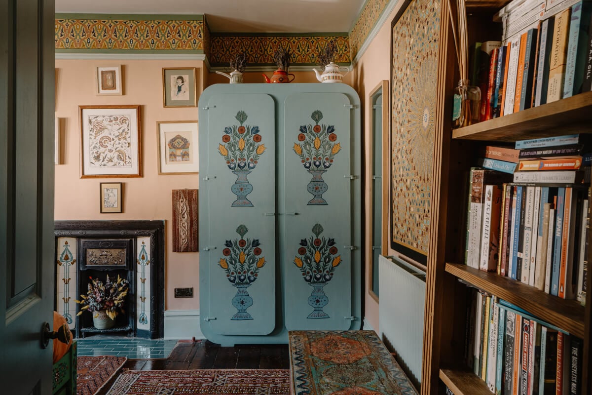 Moroccan-Inspired Designs in a Unique Artist Family Home in London 22 decorative paintwork bedroom