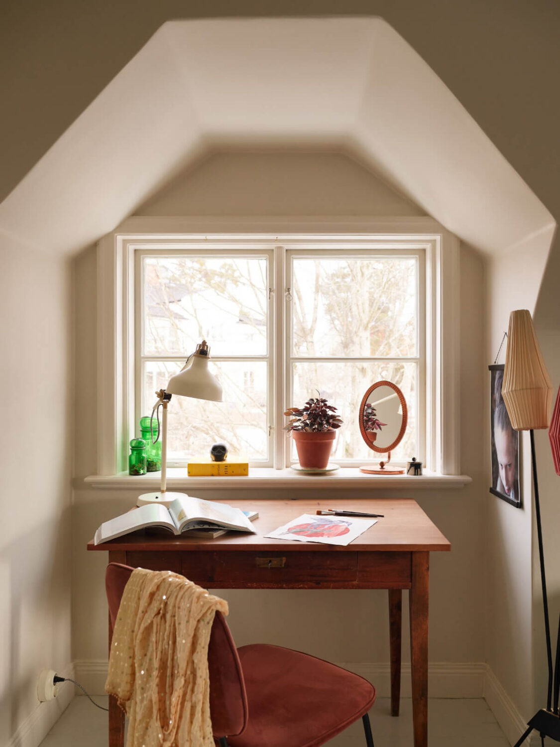 Colorful Interiors in a Wonderful Early 20th Century Swedish Villa 41 desk dormer window