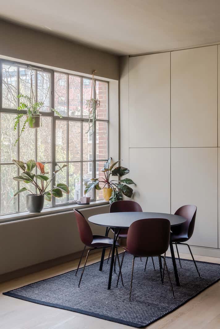 Soft-Colored Contemporary Interiors in a Warehouse Apartment 14 dining space