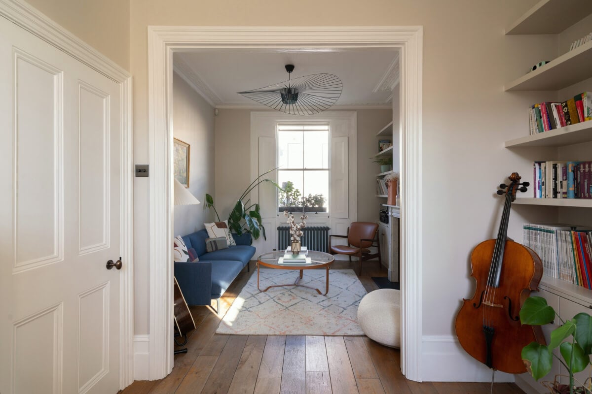 Contemporary Interiors and Preserved Details in an Early Victorian House 4 double reception room wooden floor