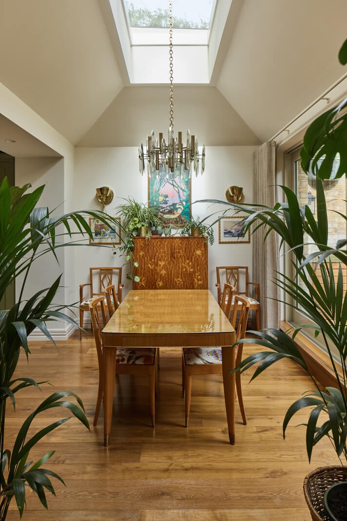 A Renovated Early Victorian Townhouse Decorated in Green Tones 5 extended kitchen dining area skylight