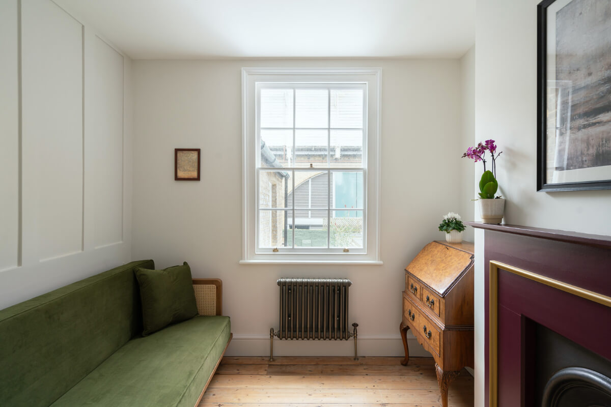 A Renovated Georgian House with an Extended Kitchen 22 extra room green sofa