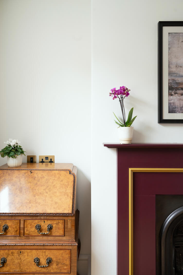 A Renovated Georgian House with an Extended Kitchen 23 fireplace detail