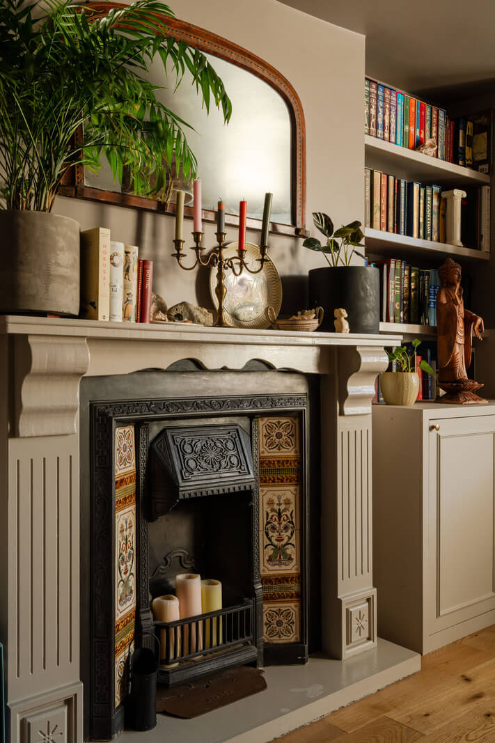 A Muted Color Palette in a Charming Ground Floor Apartment 3 fireplace mantel