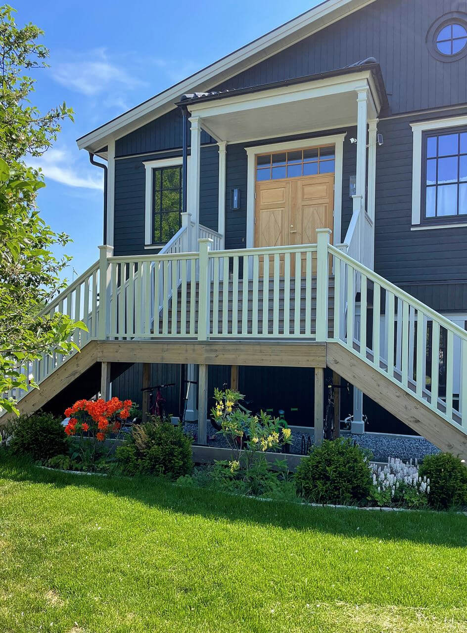 English Manor Style Interiors in a New Swedish Home with Lake Views 26 front door porch