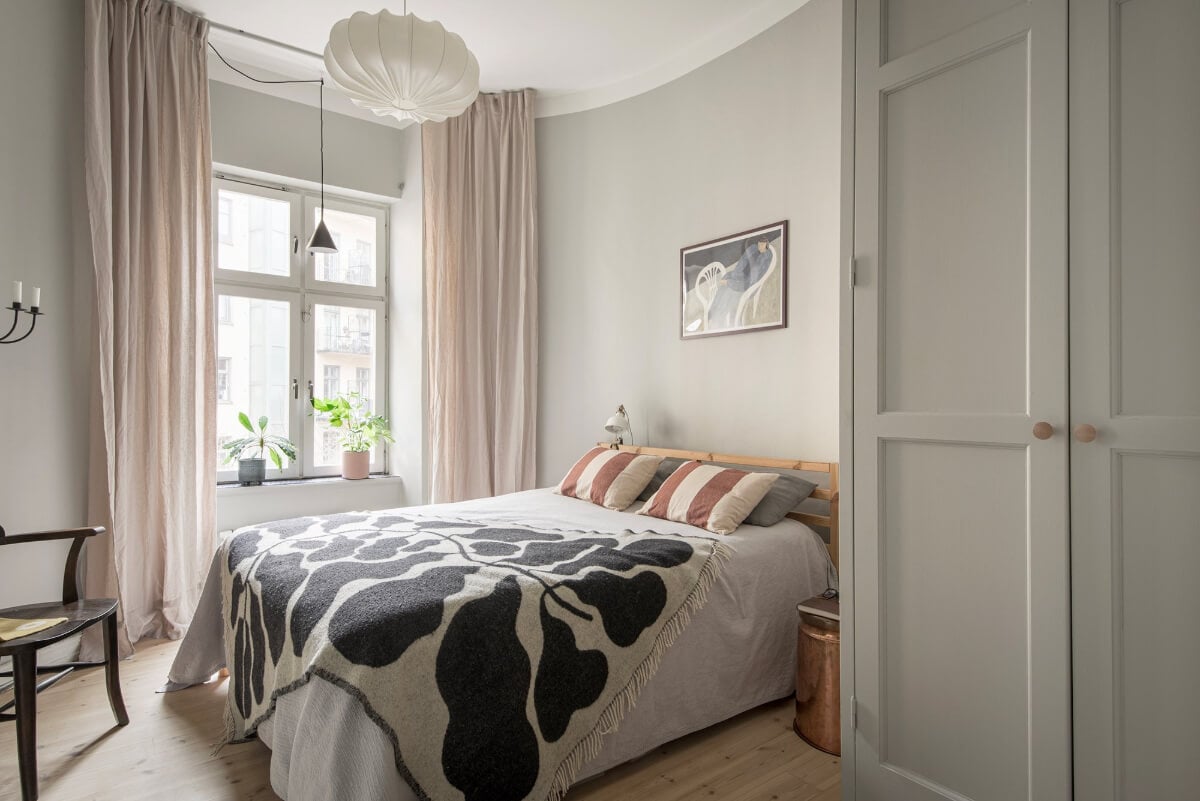 Rooms with Unique Shapes in a Lovely Swedish Apartment 16 gray bedroom wardrobes
