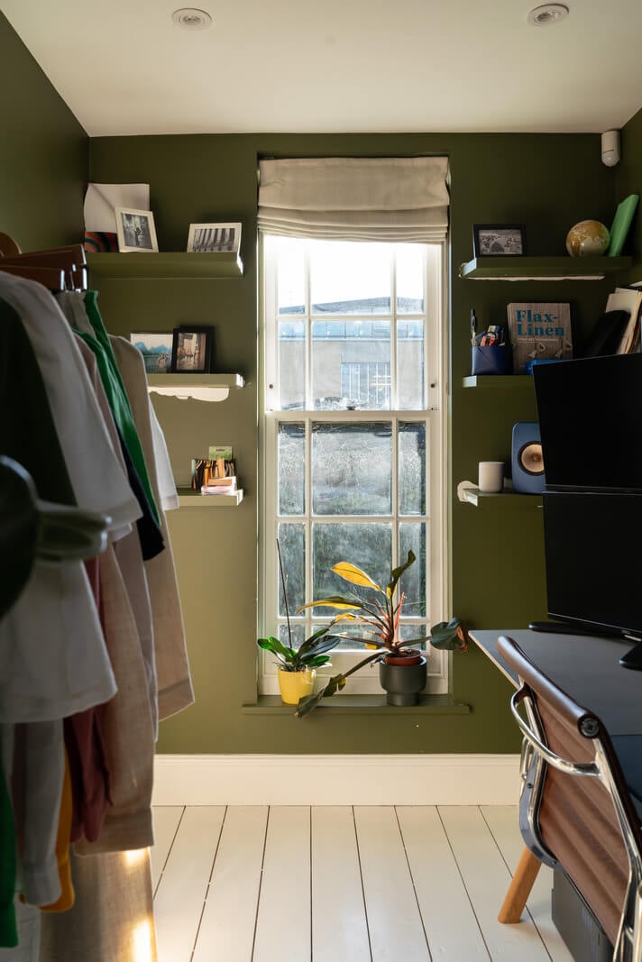 Contemporary Interiors and Preserved Details in an Early Victorian House 16 green wardrobe room