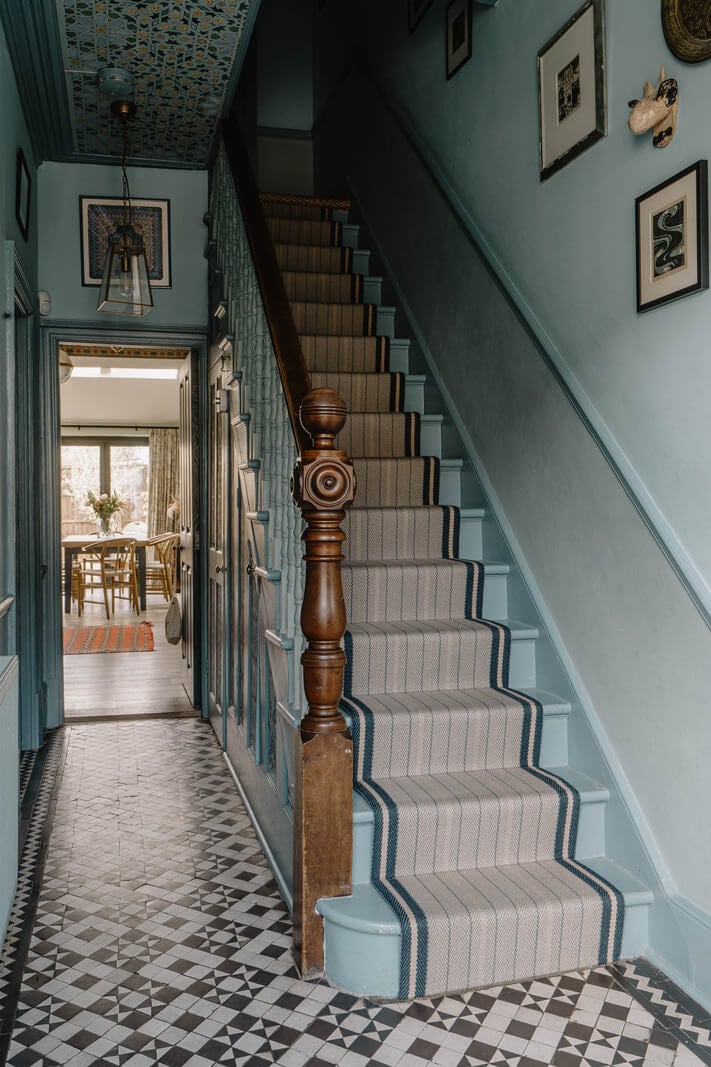 27 Statement Ceiling Ideas That Will Spruce Up Any Room 13 hall with floor tiles and painted ceiling