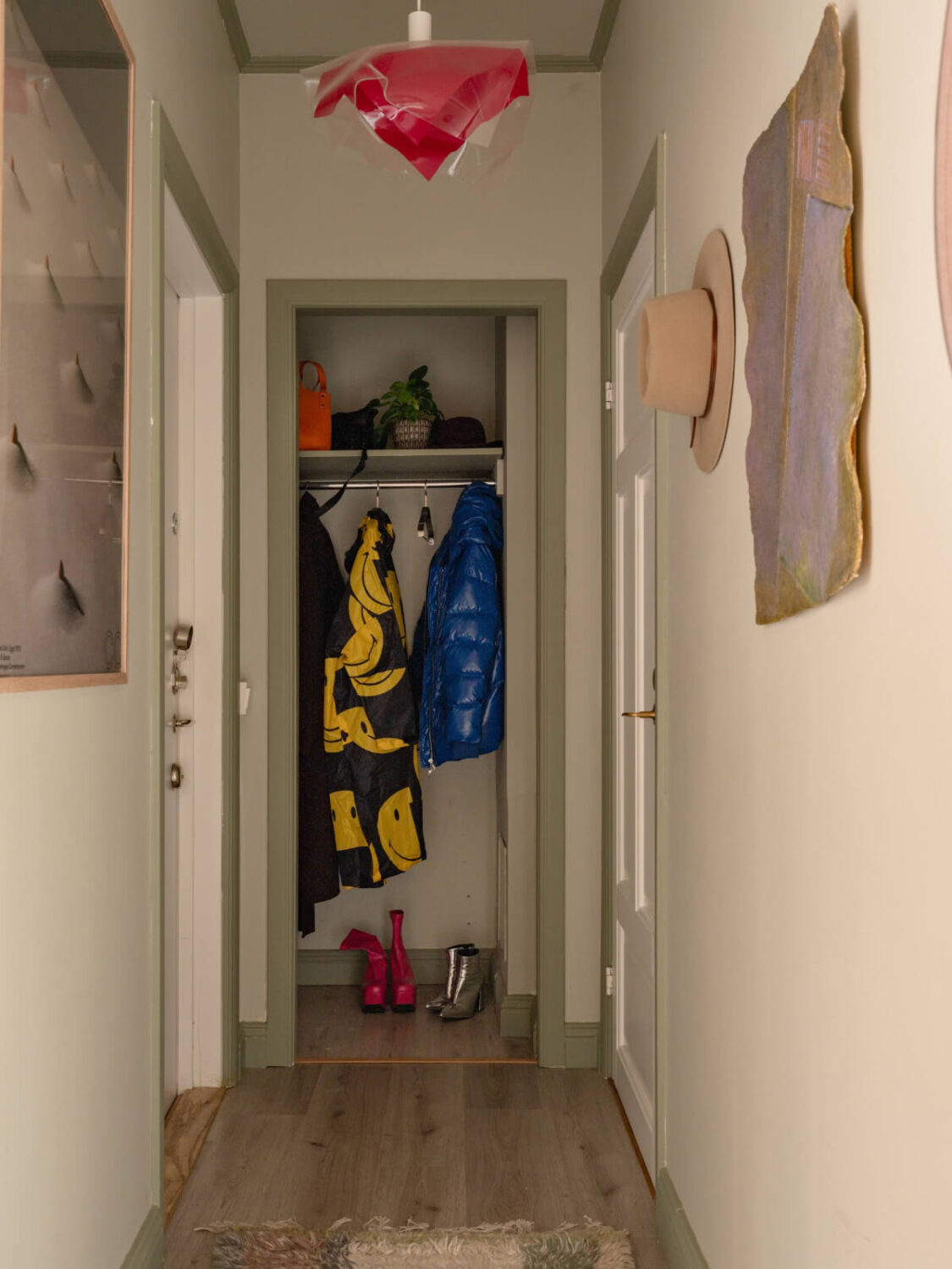 A Pink and Orange Bedroom in a Light Stockholm Apartment 25 hallway green joinery A Pink and Orange Bedroom in a Light Stockholm Apartment