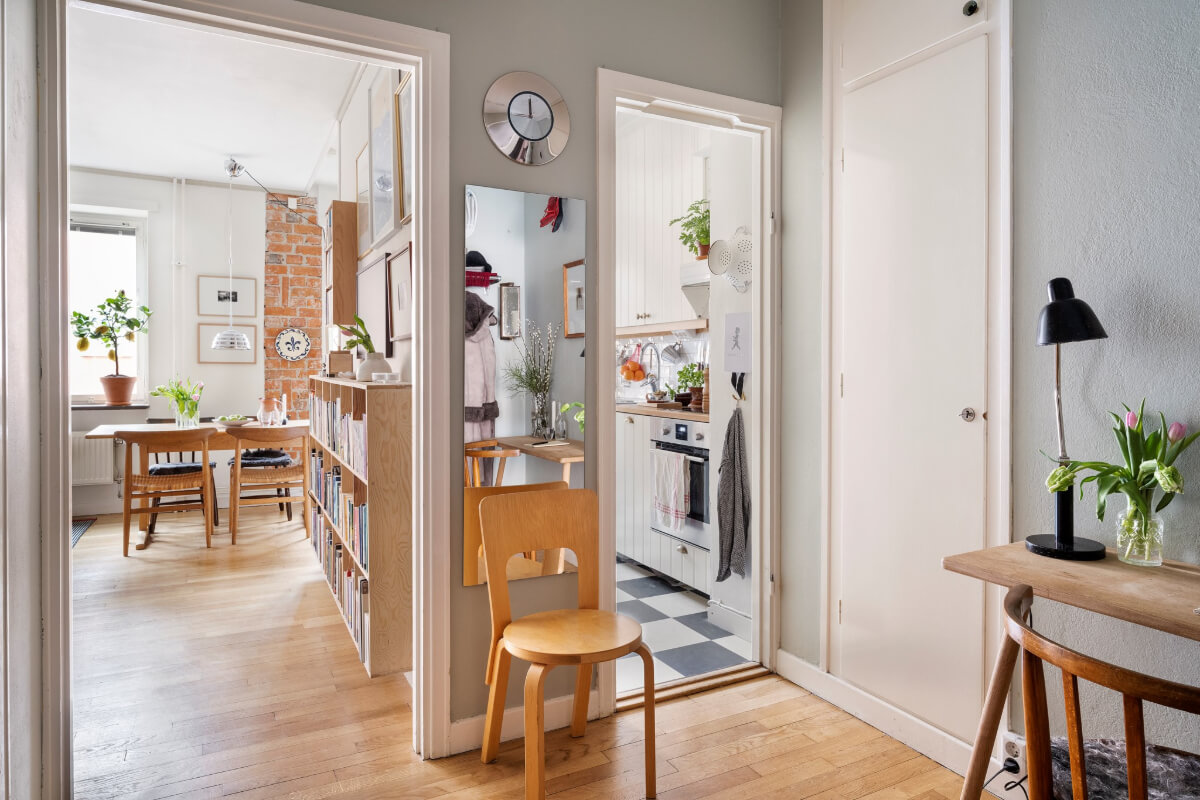 A Studio Apartment with Exposed Brick and Original Details 17 hallway with desk