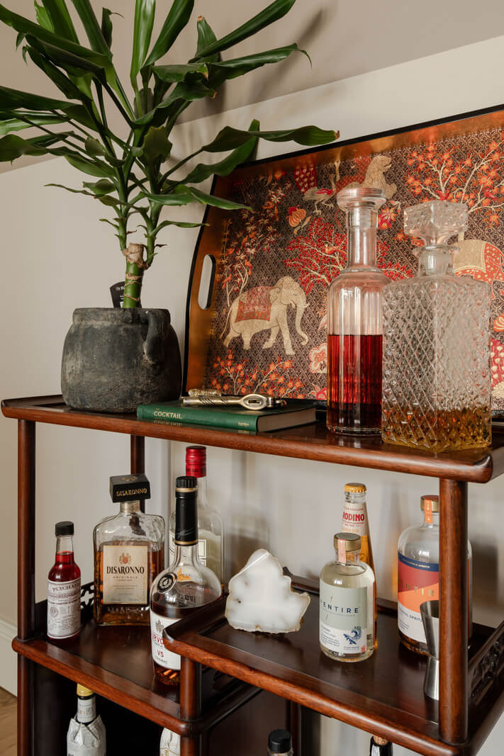 A Muted Color Palette in a Charming Ground Floor Apartment 6 home bar
