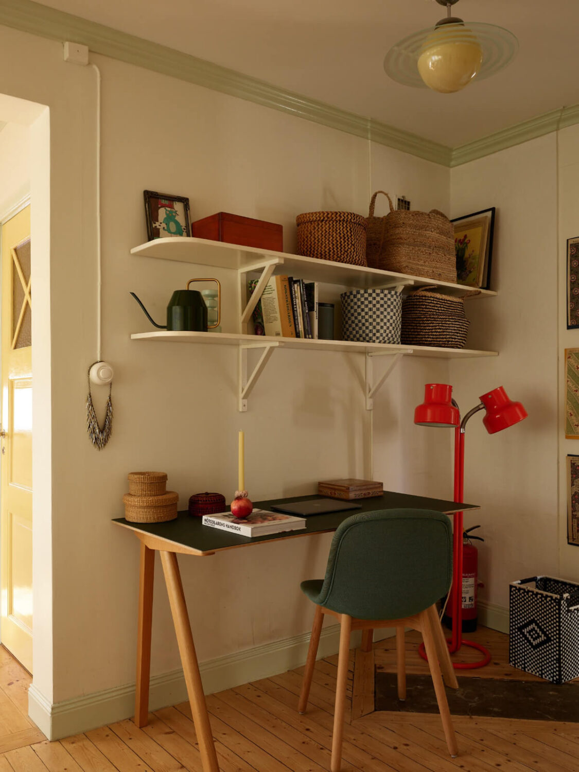Colorful Interiors in a Wonderful Early 20th Century Swedish Villa 34 home office with shelves