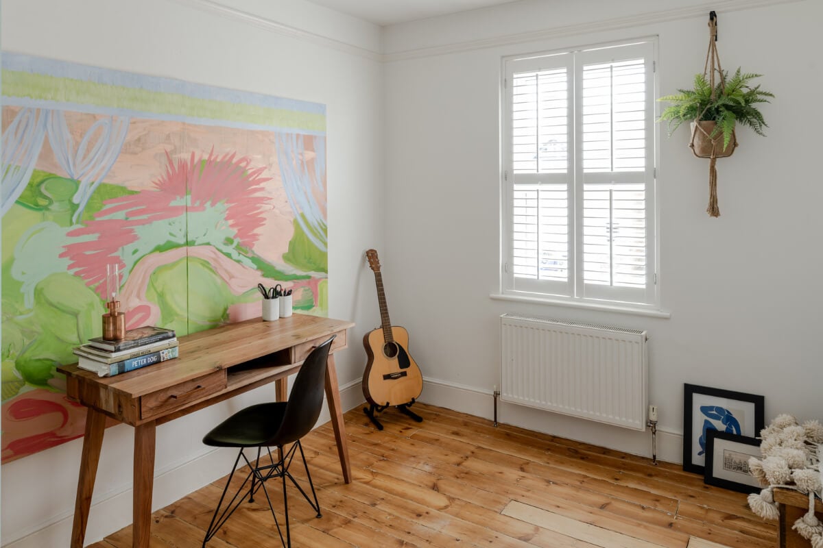 A Contrasting Color Palette in a Renovated Terrace House 14 home office