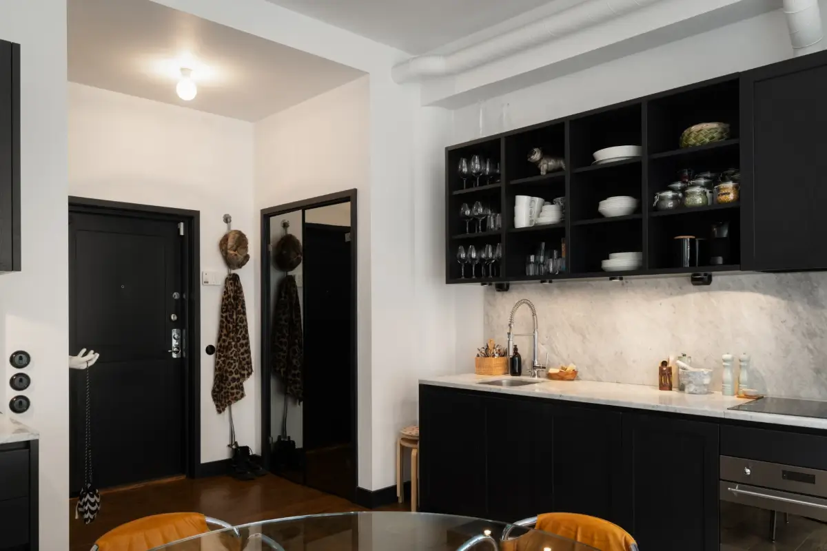 An Apartment with a Mirror Wall in a Former Stockholm Factory 15 kitchen and hall